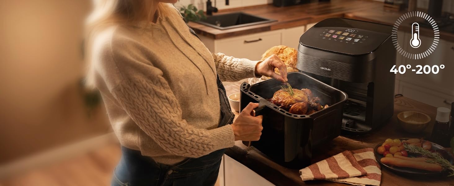 Аерофритюрниця-гриль Cecotec Cecofry&Grill Smokin' 6500 Plus 8.5Л, 2200 Вт, з функцією копчення, вікном та гриль-панеллю, чорна