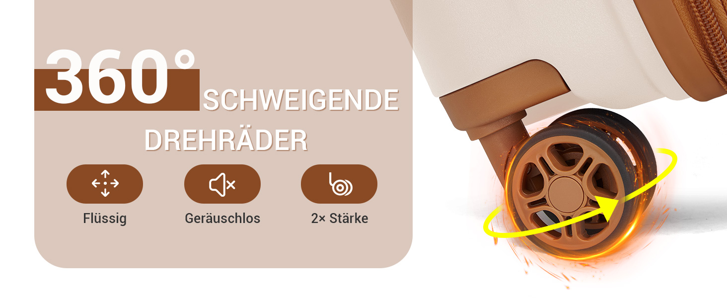 Чемодан ручної поклажі KONO з тримачем для напоїв, жорсткий, легкий, з поліпропілену, розширюваний, 4 колеса, TSA-замок, кремовий/коричневий, M