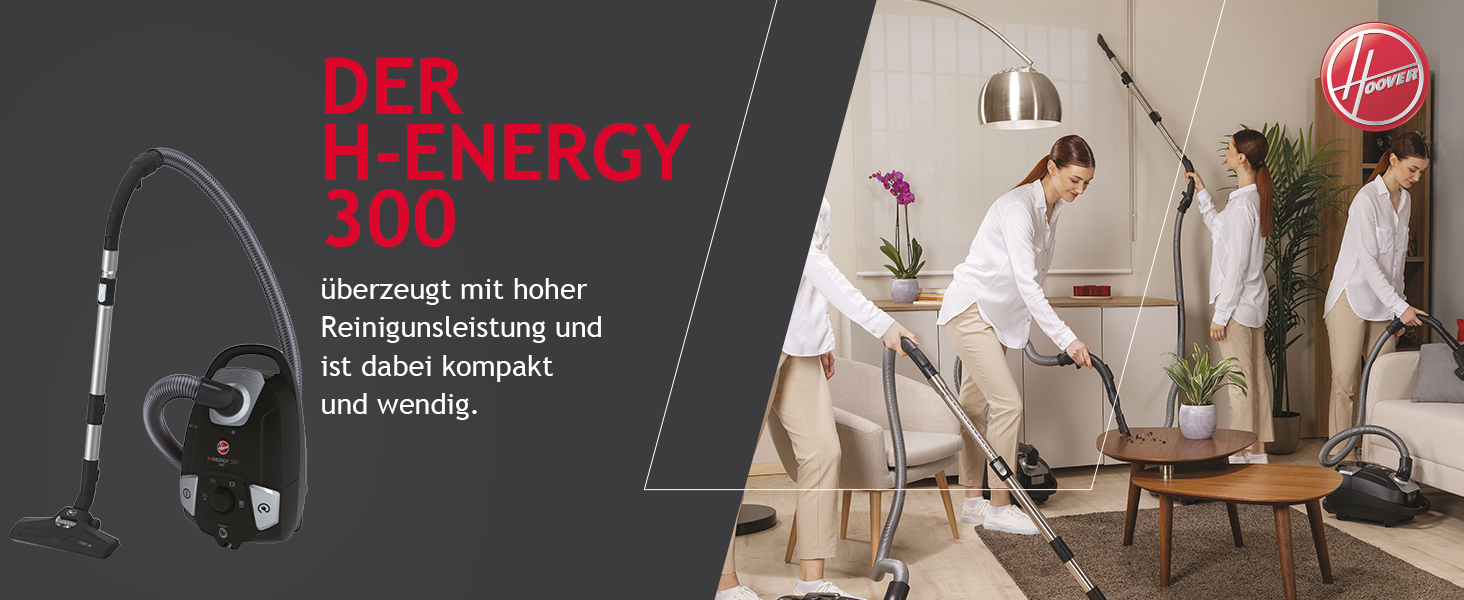 Пилголом Hoover HE520 з мішком 3,5 л, тихий (69 дBA), автоматична система видалення мішка, фільтр EPA, насадка для тварин