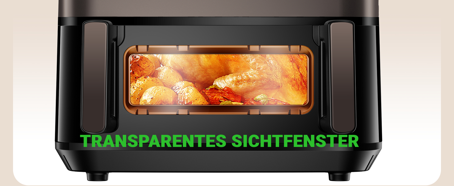 Фритюрниця повітряна XXL, 12л, 8-в-1, з двома камерами, окреме регулювання температури, сенсорний екран, чорний