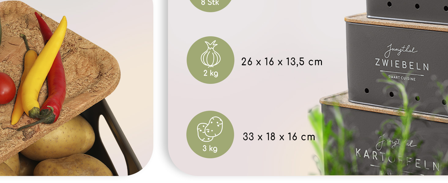 Короб для зберігання картоплі, цибулі та часнику (3 шт.) | Сірий | Короб для картоплі, цибулевий горщик