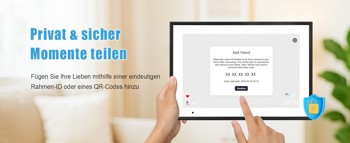 Цифровий фоторамка WiFi 10,1 дюйма, IPS HD сенсорний екран, 32GB, автоматичне обертання, підключення з будь-якого місця, чорний