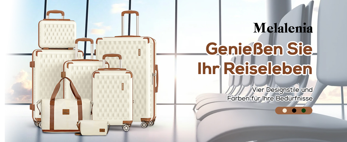 Набір валіз Melalenia 3 в 1 з жорстким корпусом, легкий, для подорожей. Валіза-тролей, набір ручної поклажі з TSA замком та 4 колесами (білий).