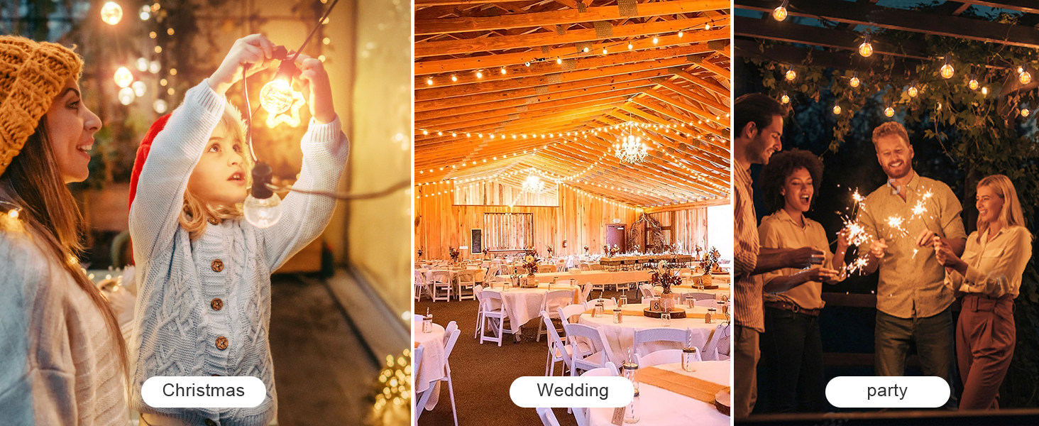 Ланцюжок вогнів GLUROO для вулиці, диммування, 45.7м, водонепроникний, з пульт, 75+2 G40, LED, для саду