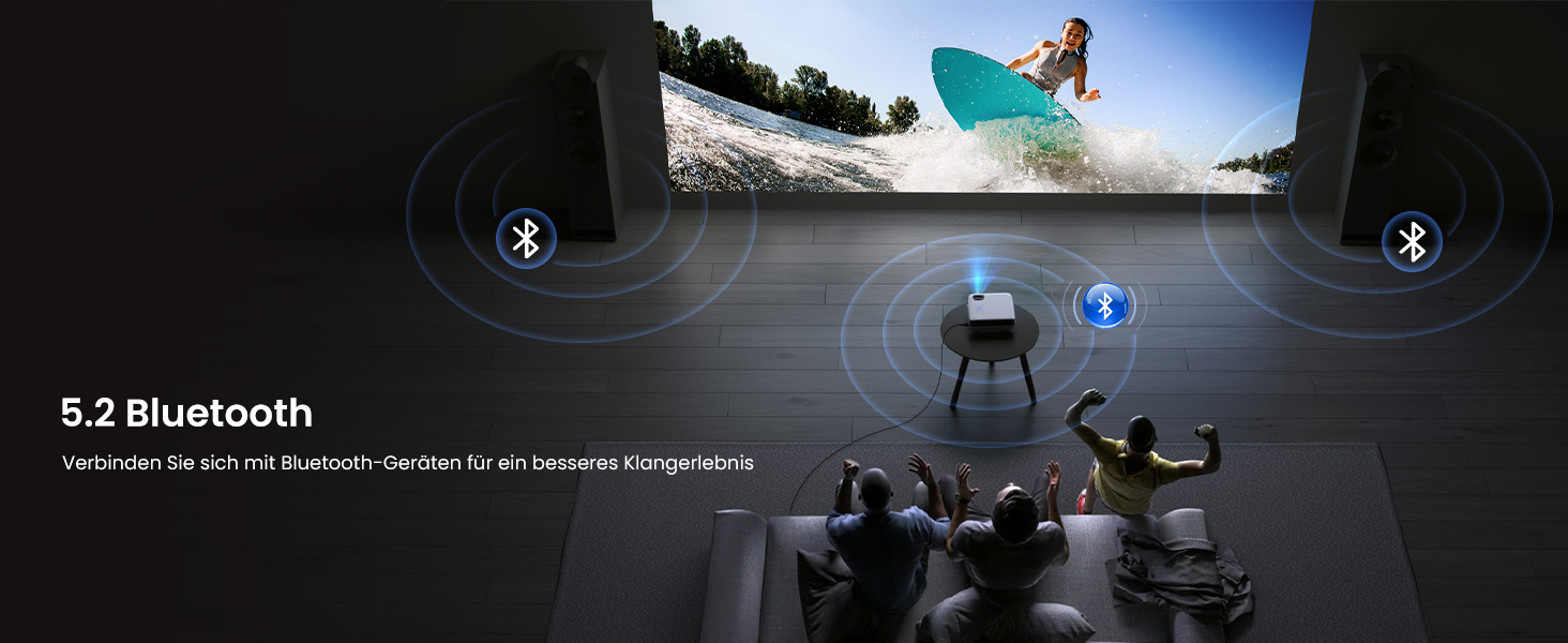 Портативний проєктор HAPPRUN Mini Beamer 4K з Bluetooth та Google TV: 4K, Full HD, HDMI, USB, AV, для кінотеатру вдома