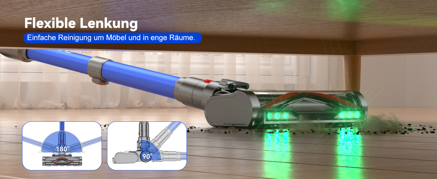 Акумуляторний пилосос H9 58000 Па, 650 Вт, 80 хв, бездротовий з LED-дисплеєм, для шерсті тварин, килимів та підлоги, синій