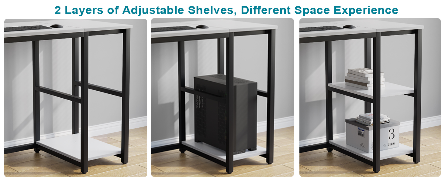 Комп'ютерний стіл WOHOMO білий, 100 см, з місцем для зберігання, для дому та офісу