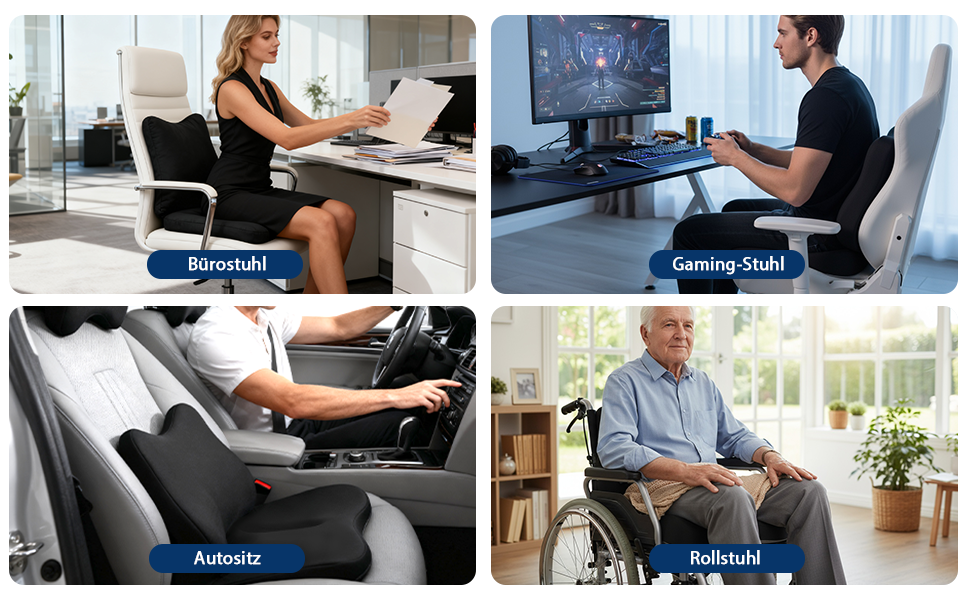 Ортопедична подушка для сидіння та підтримки попереку, ергономічна подушка з піною з пам'яті для інвалідного візка, автокрісла та офісного крісла, для зняття навантаження, полегшення болю, підтримки попереку та стегна при тривалому сидінні