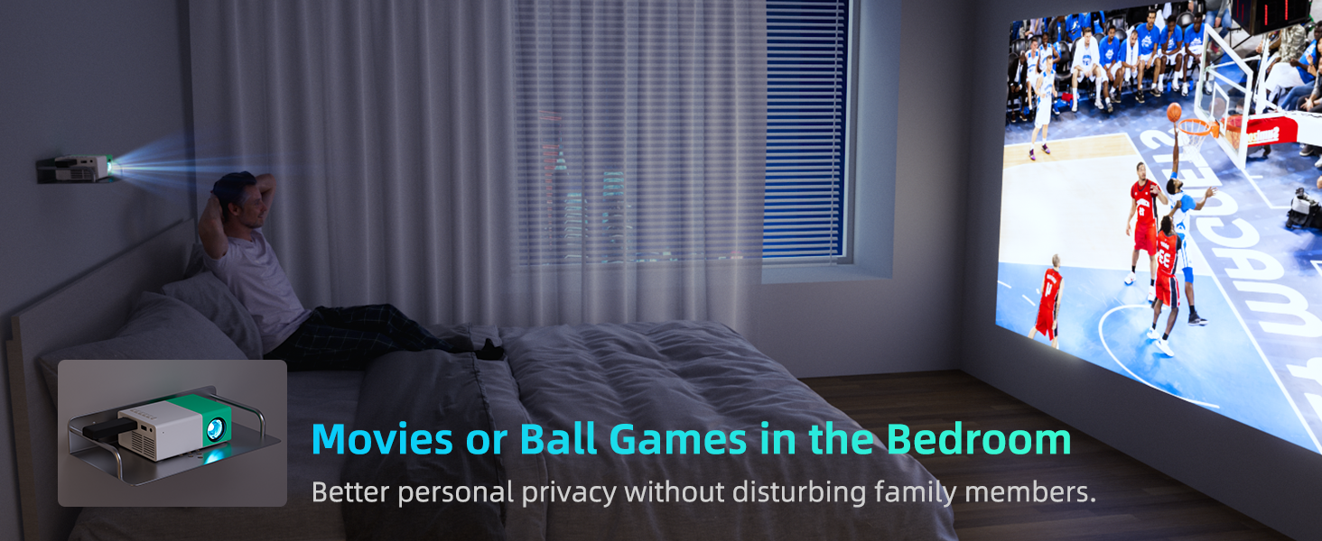 Портативний проєктор Mini Beamer YG300Plus: LED Pico проєктор для дому та на вулицю з HDMI, USB, Type-C та пультом дистанційного керування