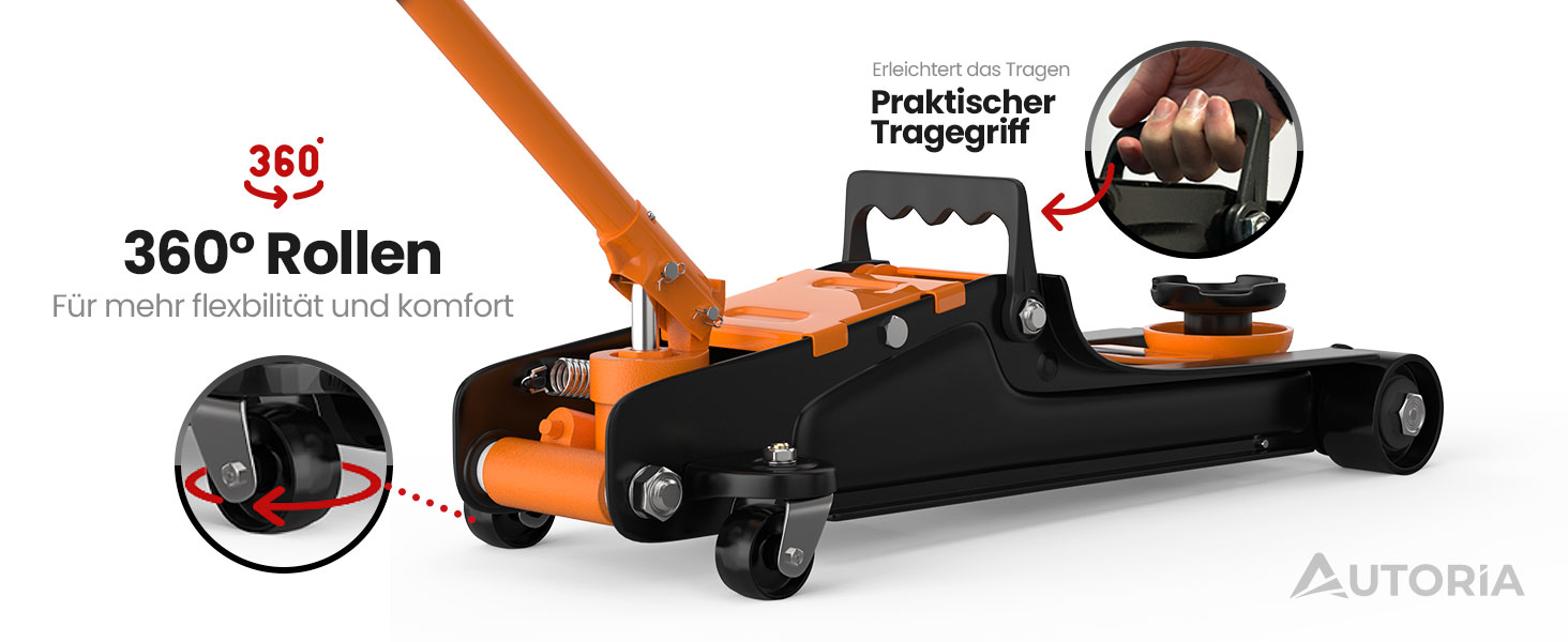 Гідравлічний домкрат Wagenheber 2.5T низький профілю для легкових авто та кліренсу, до 2500 кг (Помаранчевий)