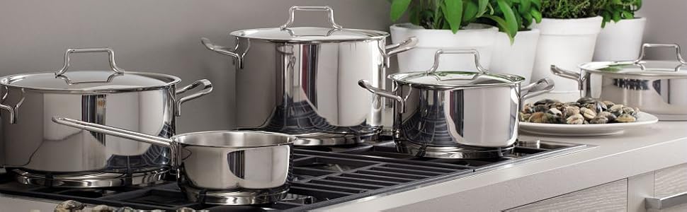 Набір посуду Tognana Vanitosa з нержавіючої сталі, 9 предметів: 3 каструлі, 1 сотейник, 1 сковорода, 4 кришки