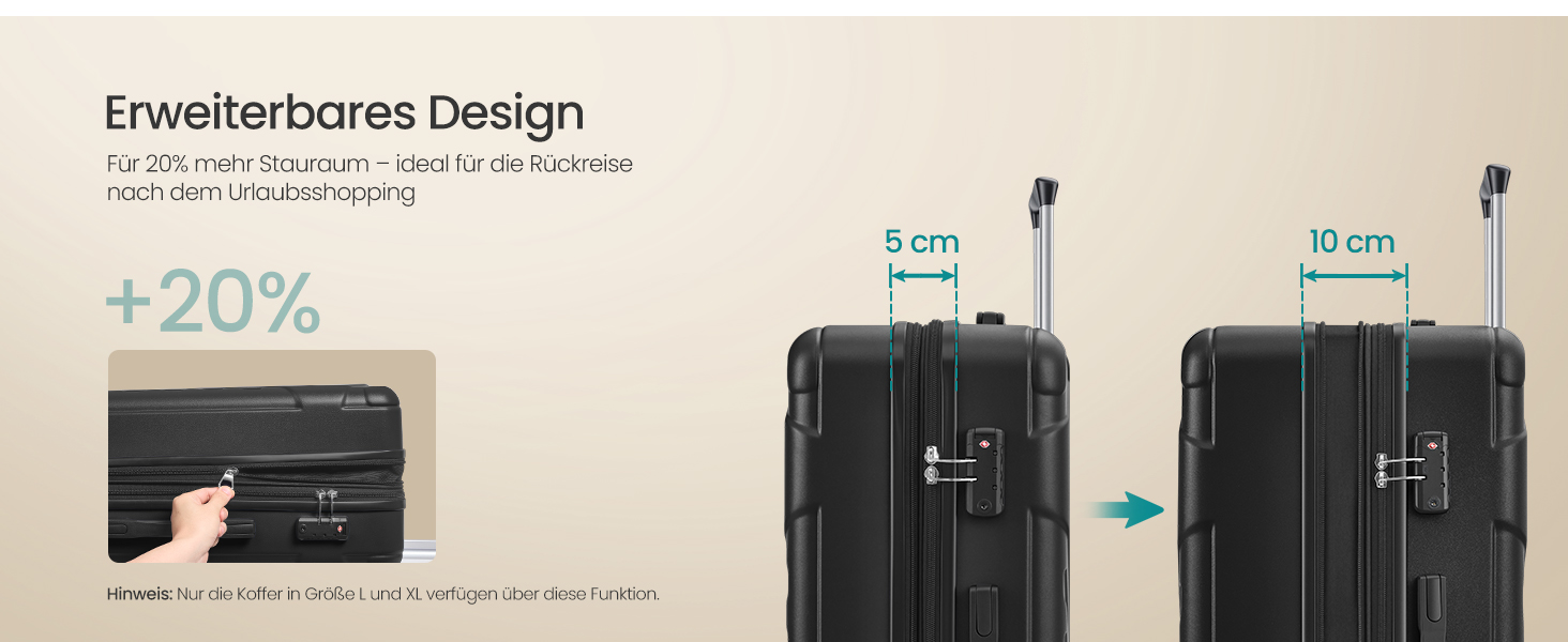 Валіза для подорожей SONGMICS XL 65 см, твердий корпус ABS, розширювана, з TSA-замком та ременем, чорна (RP002C101)