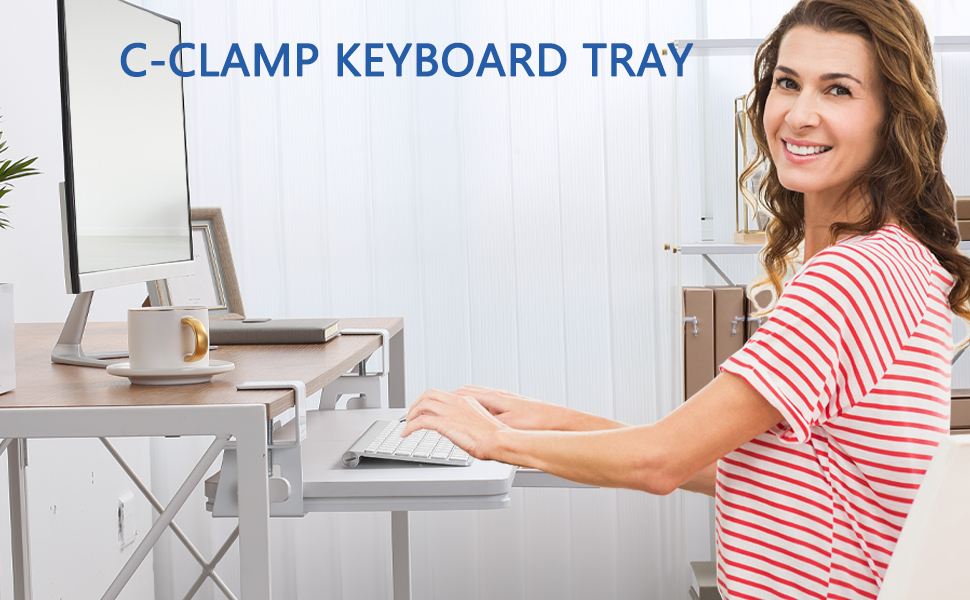 Підставка для клавіатури ETHU, висувна, 50x30 см з кріпленням C, для монтажу під столом, ергономічна, дерев'яна