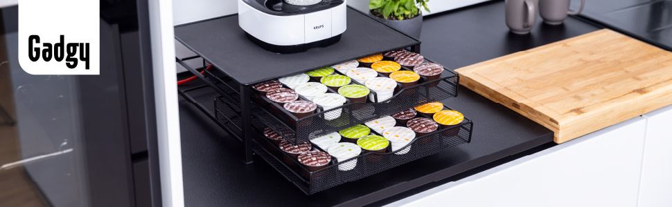Тримач для капсул Dolce Gusto Gadgy на 72 капсул, металевий органайзер з 2 шухлядами