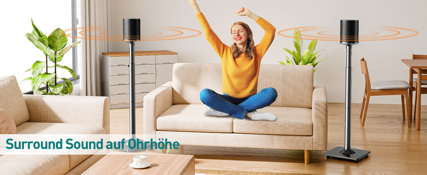 Підставка для колонок ELIVED для Sonos One, One SL, Play:1, Era 100, регульована висота 88,8-110,3 см, пара, EV5024