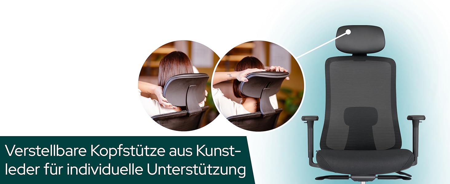 Ергономічне крісло Schekka® для офісу - переможець тестів. Індивідуальне регулювання, підтримка голови та попереку, 3D підлокітники, дихаюча сітка. Макс. вага 150 кг (Світло-сірий/М'ятний)