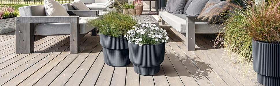 Квітчар з підставкою, пластиковий горщик для квітів, великий горщик для рослин (DBMIS Антрацит, діаметр 40 см)