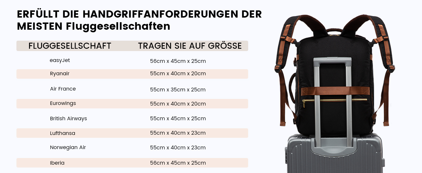 Рюкзак LOVEVOOK для ручної поклажі літака, жіночий водонепроникний рюкзак для подорожей з відділенням для взуття, 17-дюймовий рюкзак для ноутбука, 40L, 45x36x20, ручна поклажа, чорний + бежевий + каштановий