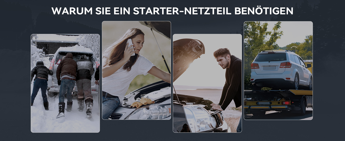 Портативний зарядний пристрій Starthilfe Powerbank 6000A для автомобіля з LED-ліхтариком, великим екраном (6000A) чорний M01