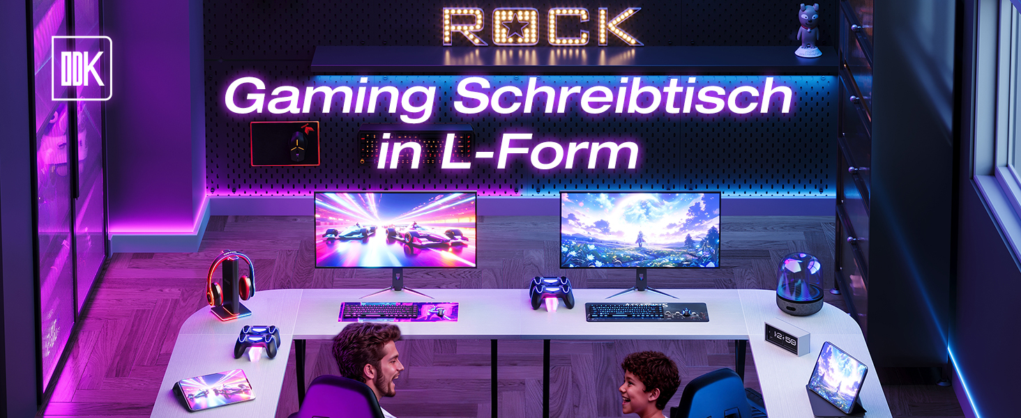 Ігровий стіл ODK, L-подібний кутовий стіл для геймінгу та офісу, 120x120 см, білий