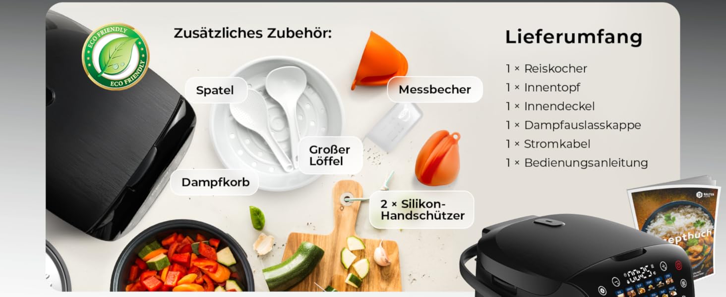 Бальтер Мультиварка-рисоварка, 4л, 18 програм, Fuzzy Logic, з аксесуарами та рецептами