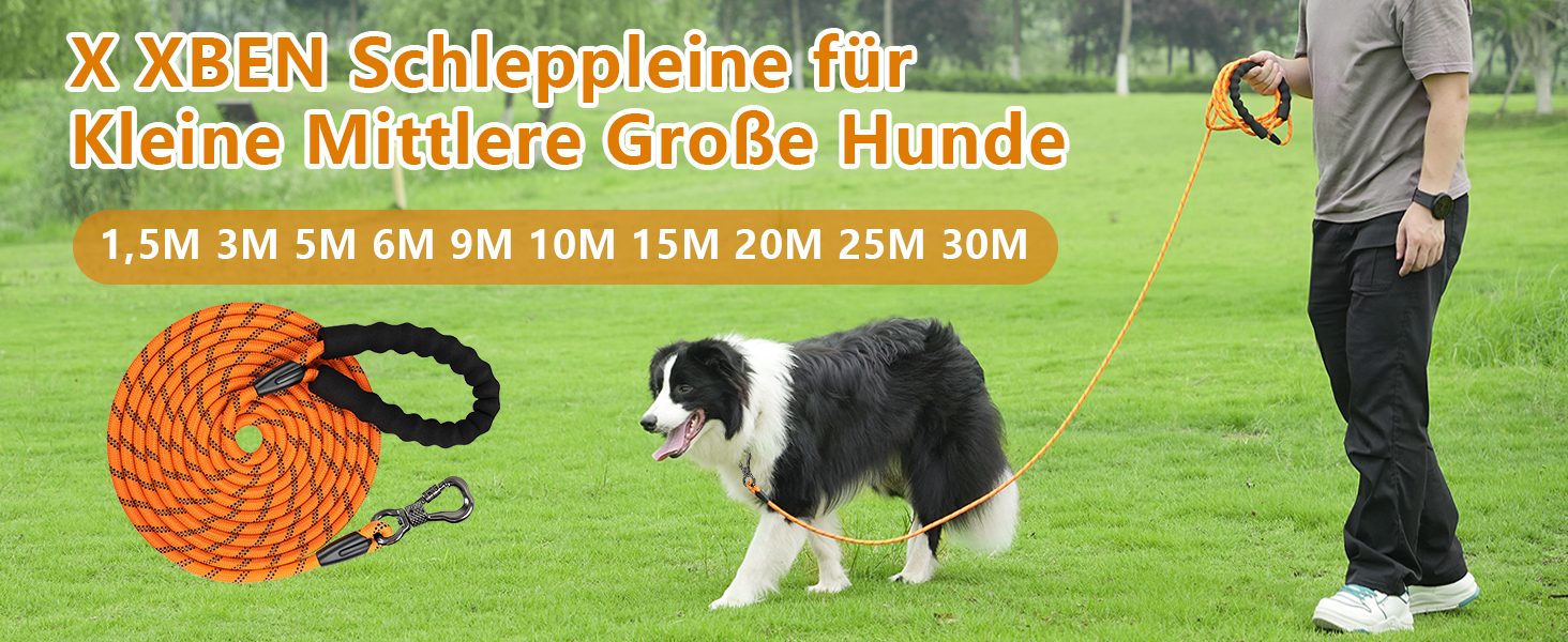 Повідець для собак, 30-метровий міцний повідець для собак зі зручною м'якою ручкою, тренувальний повідець повідець для цуценят маленьких середніх великих собак, замикається карабін