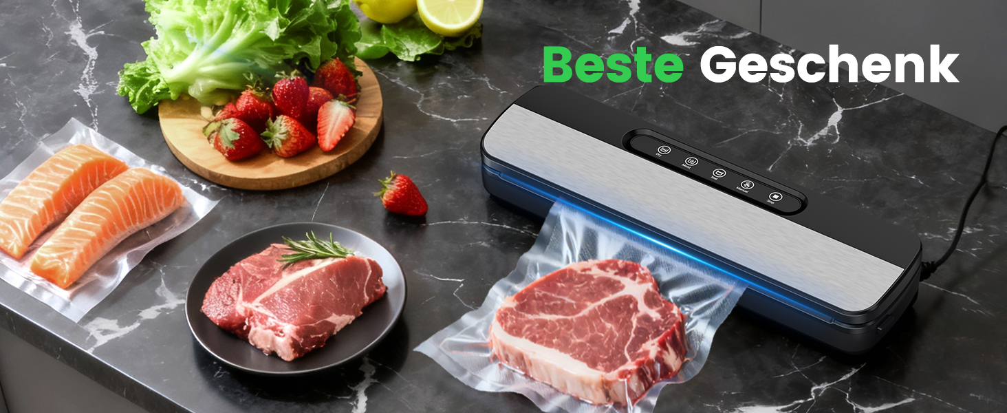 Вакууматор Raycial 7 в 1, вакуумний пакувальник для продуктів 145 Вт, пристрій для запаювання пакетів з набором мішків та шлангом, чорно-сріблястий