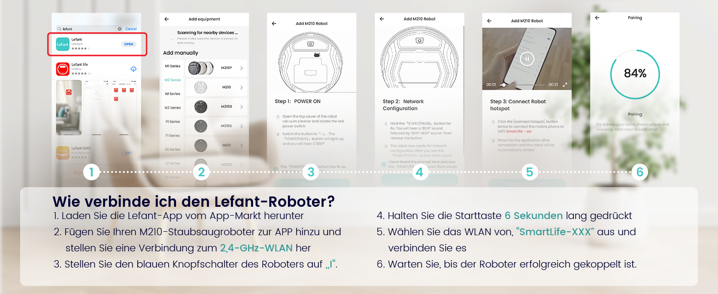 Робот-пилосос LEFANT M210P: 2200Pa, керування через додаток, тиха робота, сумісний з Alexa, для тварин та твердих поверхонь