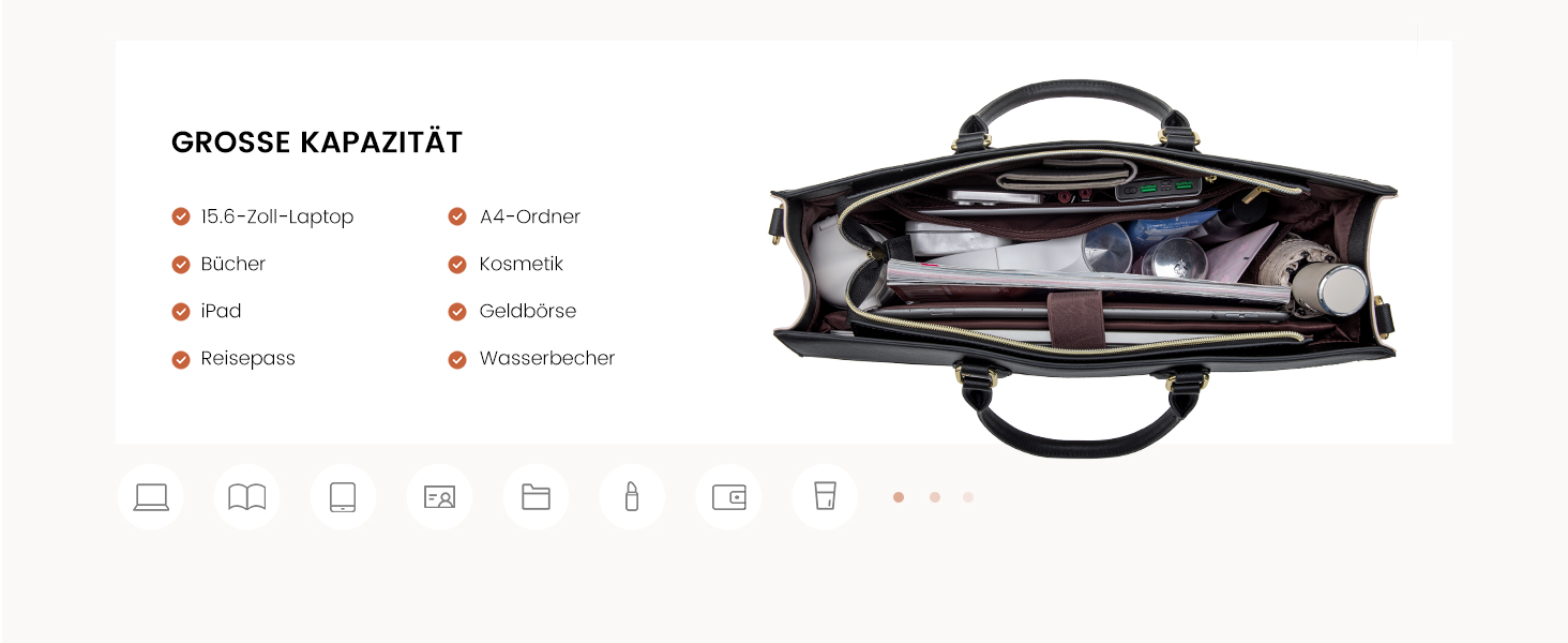 Сумка для ноутбука LOVEVOOK 15.6 дюймів, велика робоча сумка, шопер, акцентна сумка, водонепроникна сумка з PU шкіри, для бізнесу, роботи, навчання, чорна