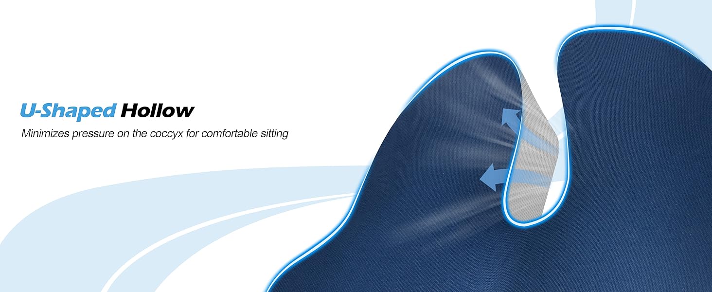 Подушка ортопедична для офісного крісла Lofty Aim з піни Memory Foam: підтримка попереку, куприка, зняття болю, для офісу, авто, літака, інвалідного візка – чорний, синій та сірий