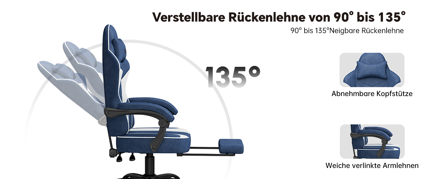 Ігровий стілець Ergonomic Gaming Chair з підставкою для ніг, ергономічне комп'ютерне крісло з високотехнологічної тканини для дорослих та підлітків, синій