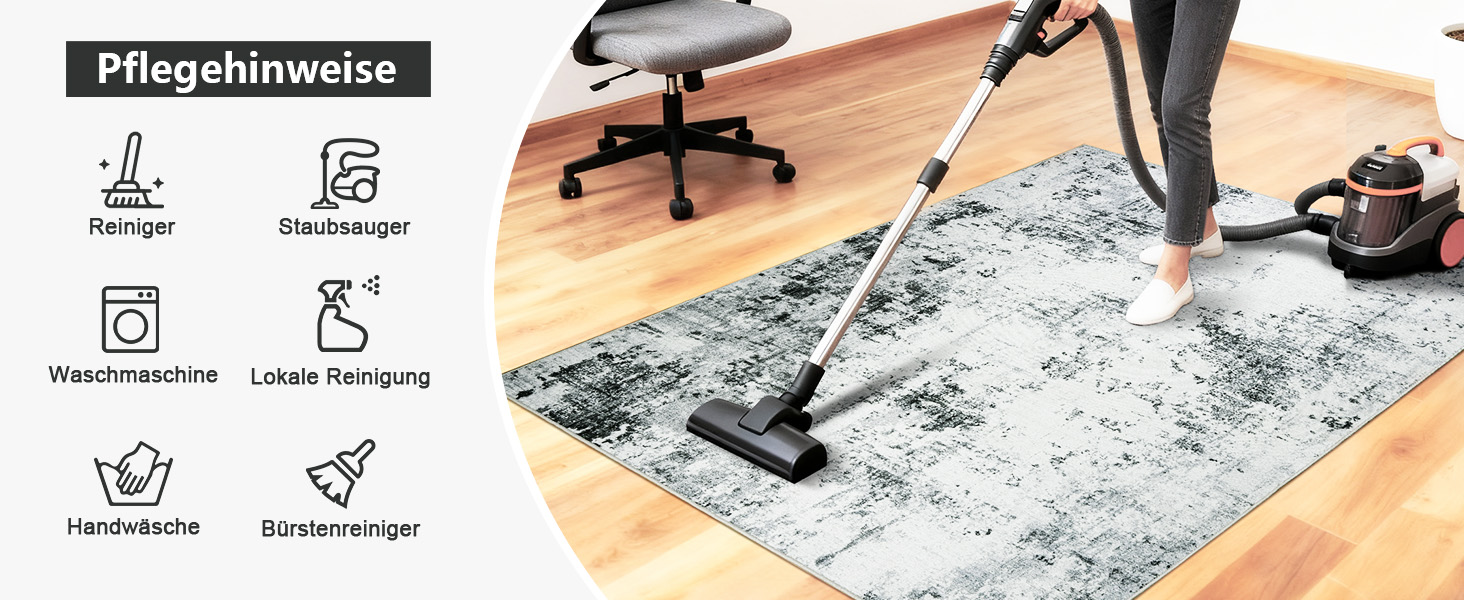 Килимок під стілець для твердої підлоги: захист від подряпин, антиковзання, 120x150 см, чорно-сірий