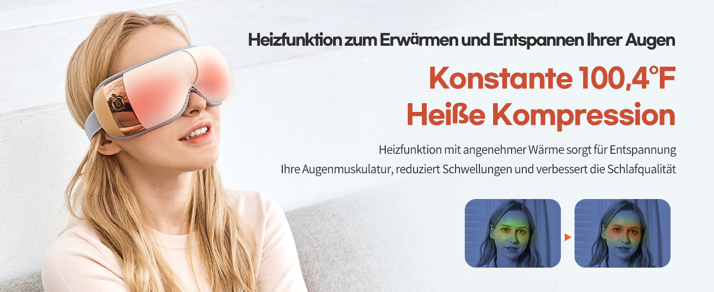 Масажер для очей HubiCare з підігрівом та вібрацією для зняття напруги, мігрені та зменшення втоми очей (Бежевий)