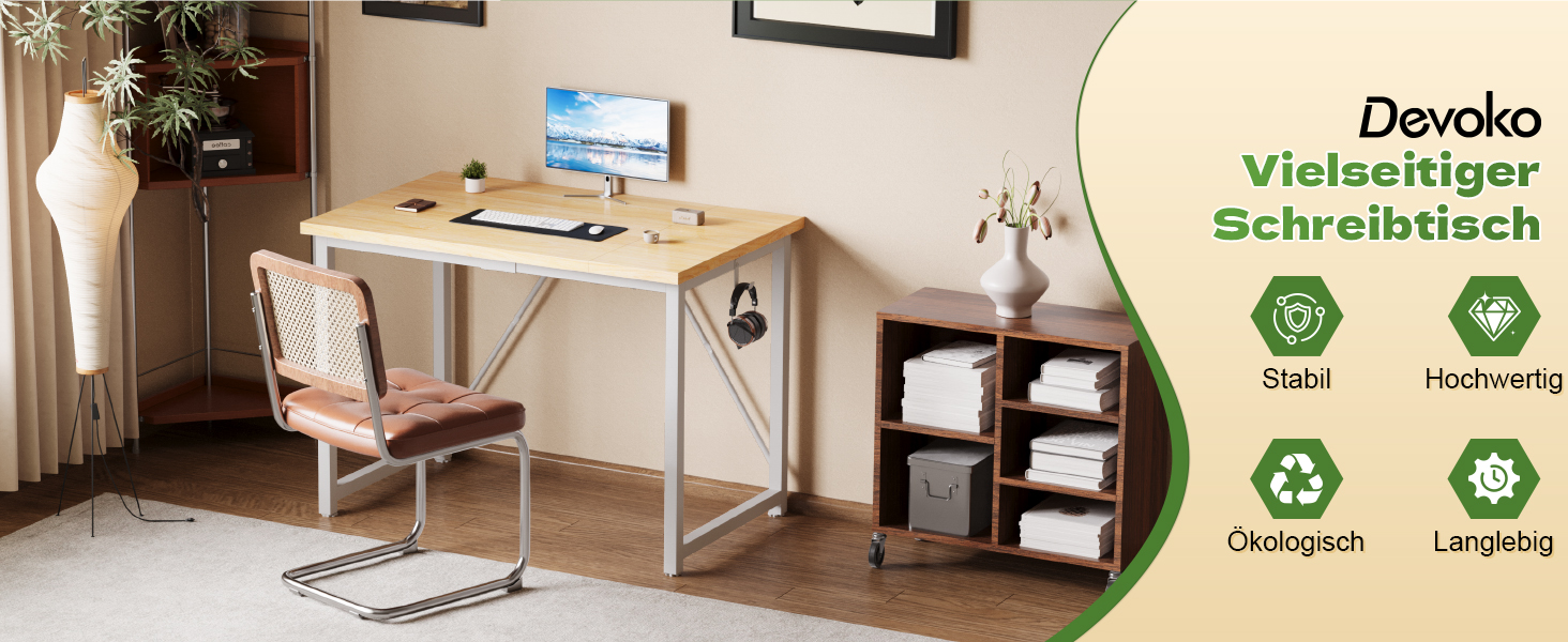 Комп'ютерний стіл Devoko, стіл для ноутбука, (акорн, 100 x 60 x 75 см)