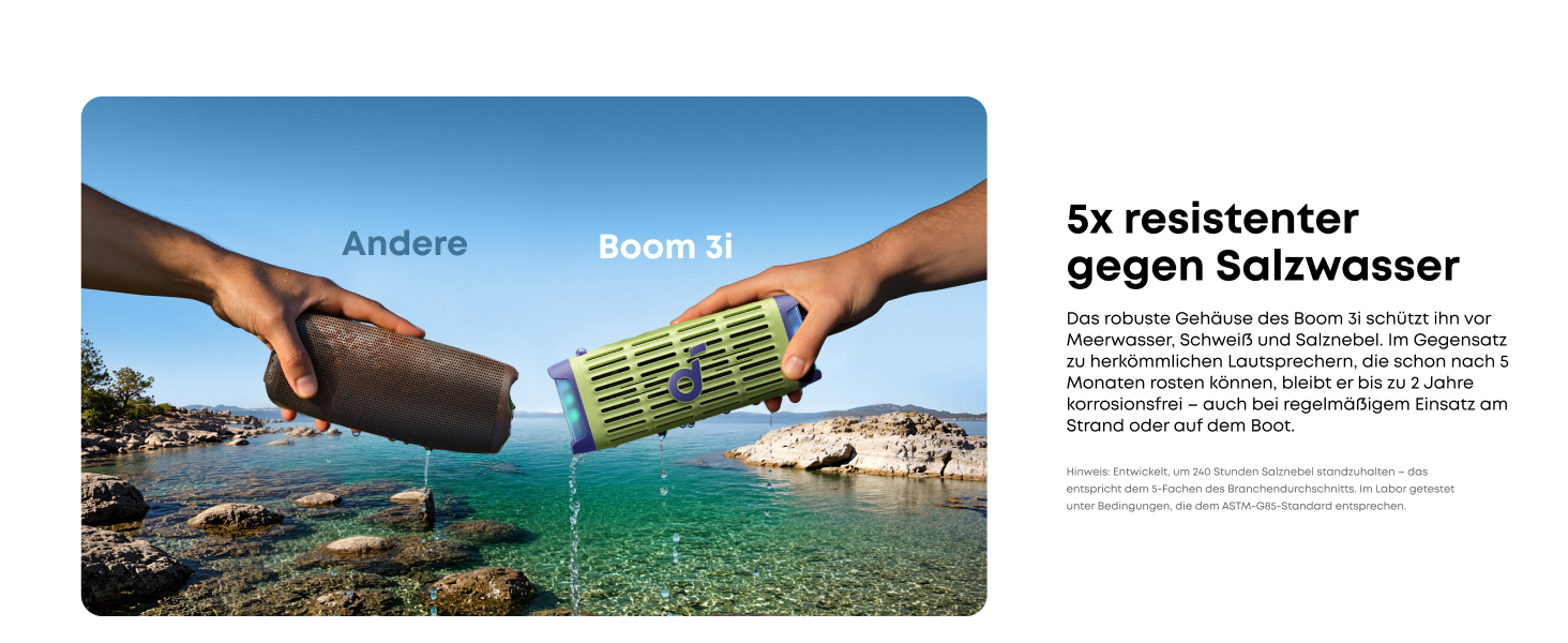 Soundcore Boom 3i від Anker – портативна Bluetooth колонка, водонепроникна IP68, 50W, 16 годин, світлодіодна підсвітка, TWS Stereo, для риболовлі, каякінгу, кемпінгу (Ozeanblau)