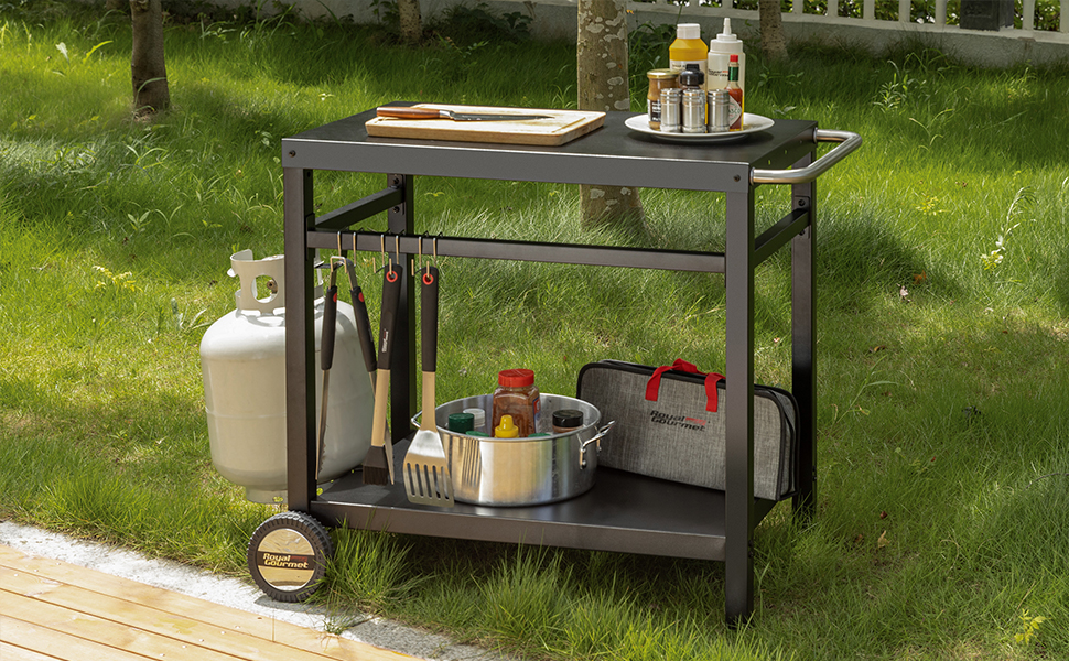 Royal Gourmet Grillwagen: Робочий стіл-гриль для барбекю на вулиці, 85x50 см, чорний