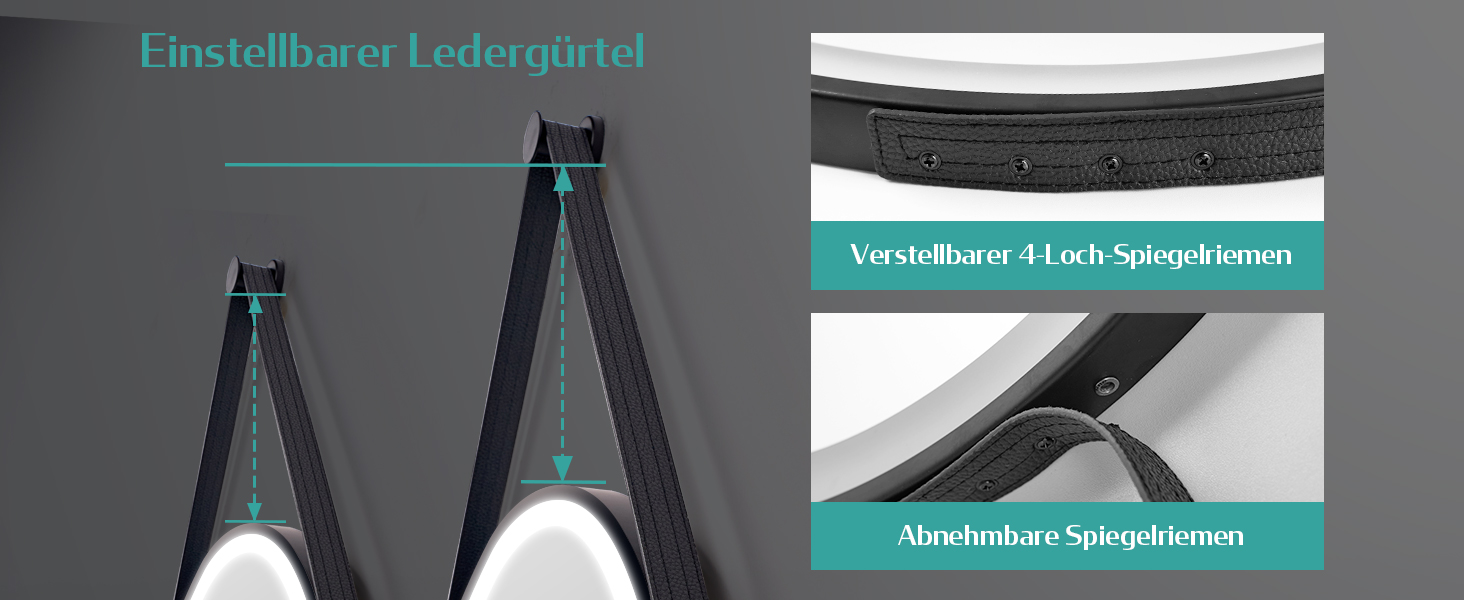 Круглий дзеркало для ванної кімнати EMKE з підсвічуванням 50 см, 3 кольори, диммування, антизапар, пам'ять, сенсорне керування, таймер 3 години, енергозбереження