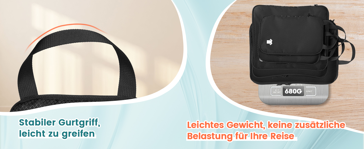 Набір органайзерів для подорожей у валізу з компресією, 8 шт, водонепроникні пакувальні куби для ручної поклажі та рюкзака, світло-блакитний