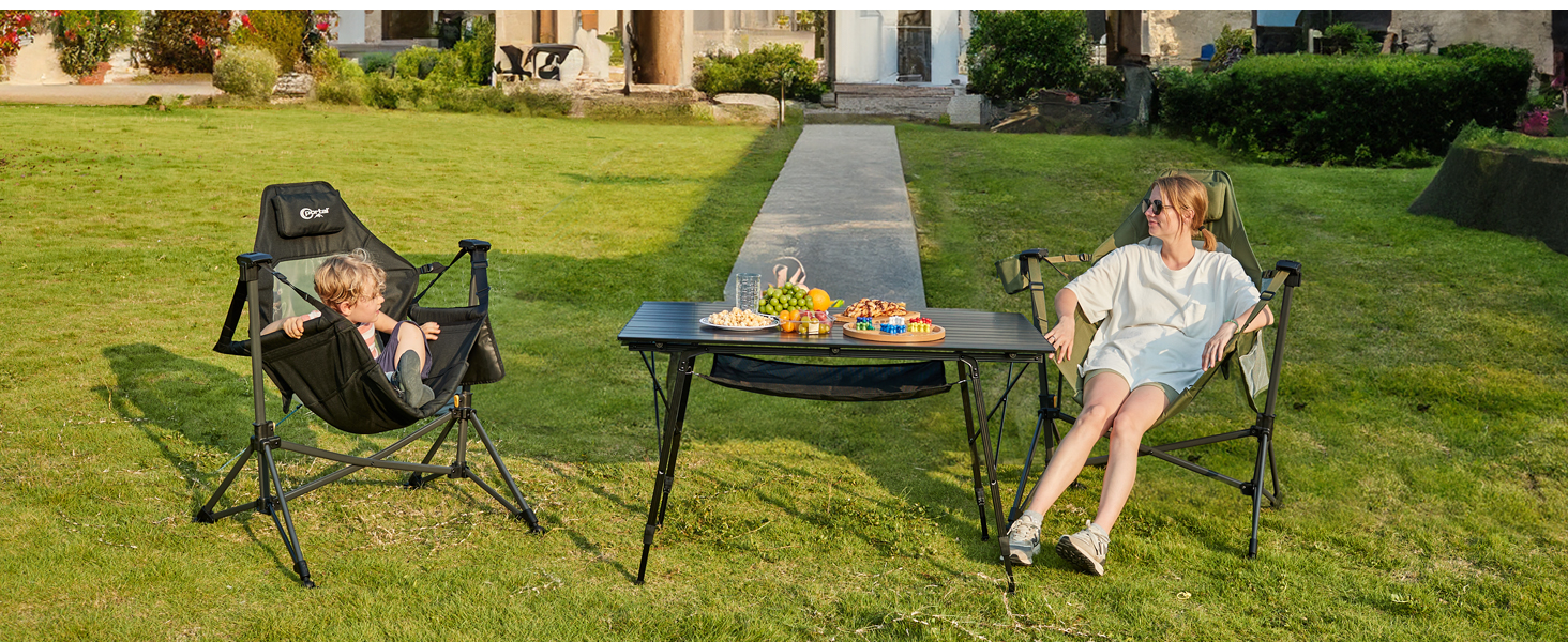 Складаний кемпінговий стіл Portal з регулюванням висоти, алюмінієвий, 120x70 см, чорний