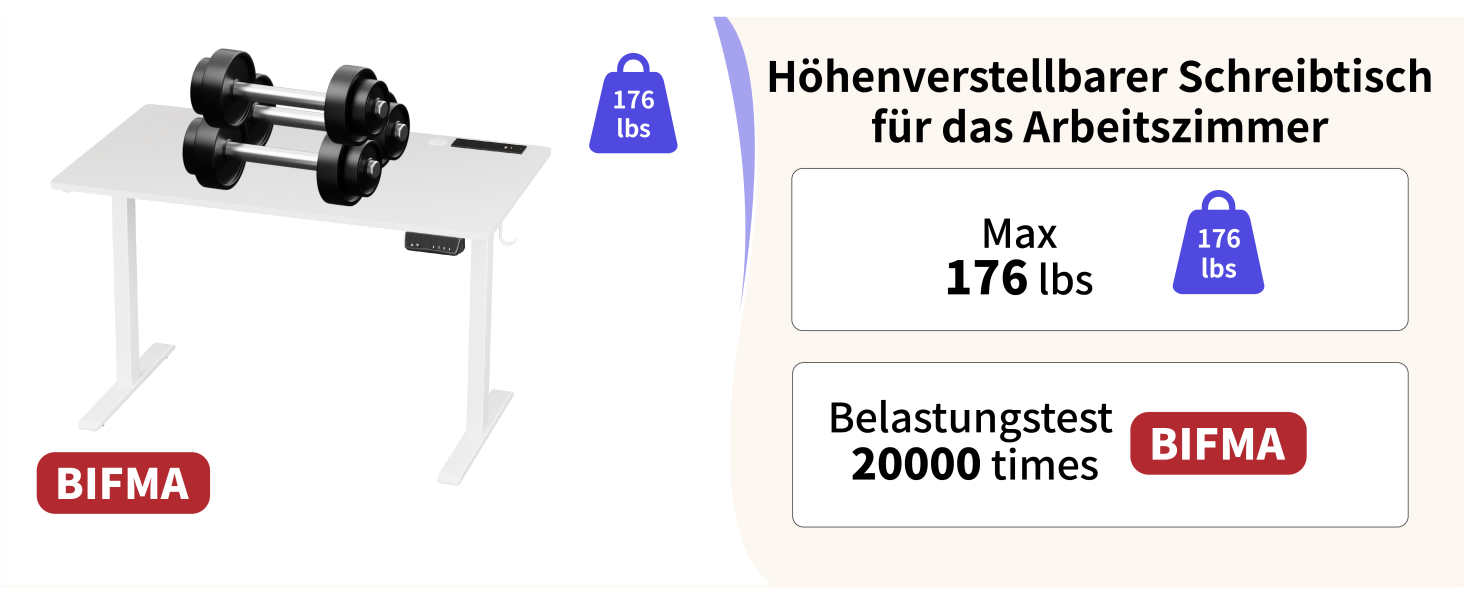 Стіл JOISCOPE з регулюванням висоти, 120 см, USB і Type-C, антикварне дерево, білий, 48 дюймів