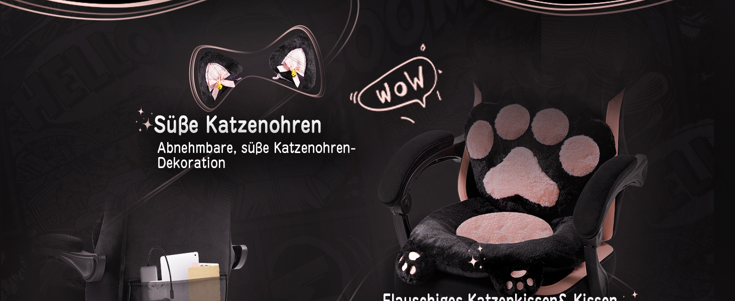 Ігровий крісло Dowinx з підніжкою, комфортний ігровий сідло для ПК, рожево-білий/чорний, для дорослих