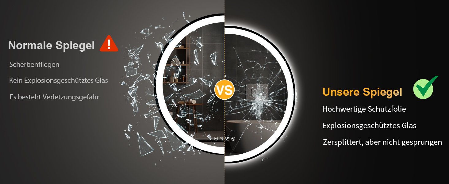 Дзеркало кругле PESENXAN 70 см з чорною рамою та підсвічуванням. Антизапарник, регульоване світло, LED, енергозберігаюче, сенсорне управління, функція пам'яті. 70 x 70 см