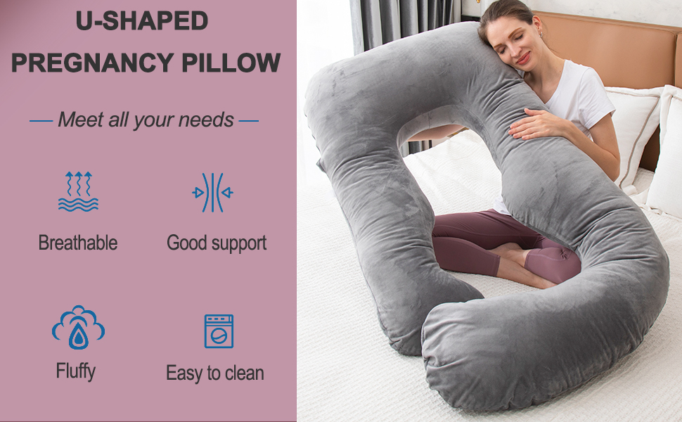 Подушка для вагітних TaiBest з подрібненого пінополіуретану (Memory Foam), U-подібна, для підтримки живота, червона