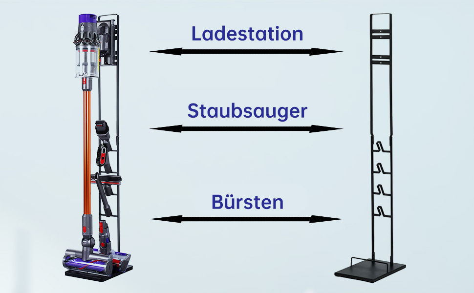 Підставка-тримач для пилососа Queta з вугільцевої сталі для Dyson V11, V10, V8, V7, V6, DC58, DC59, DC62, DC74, підлогова стійка без свердління стін