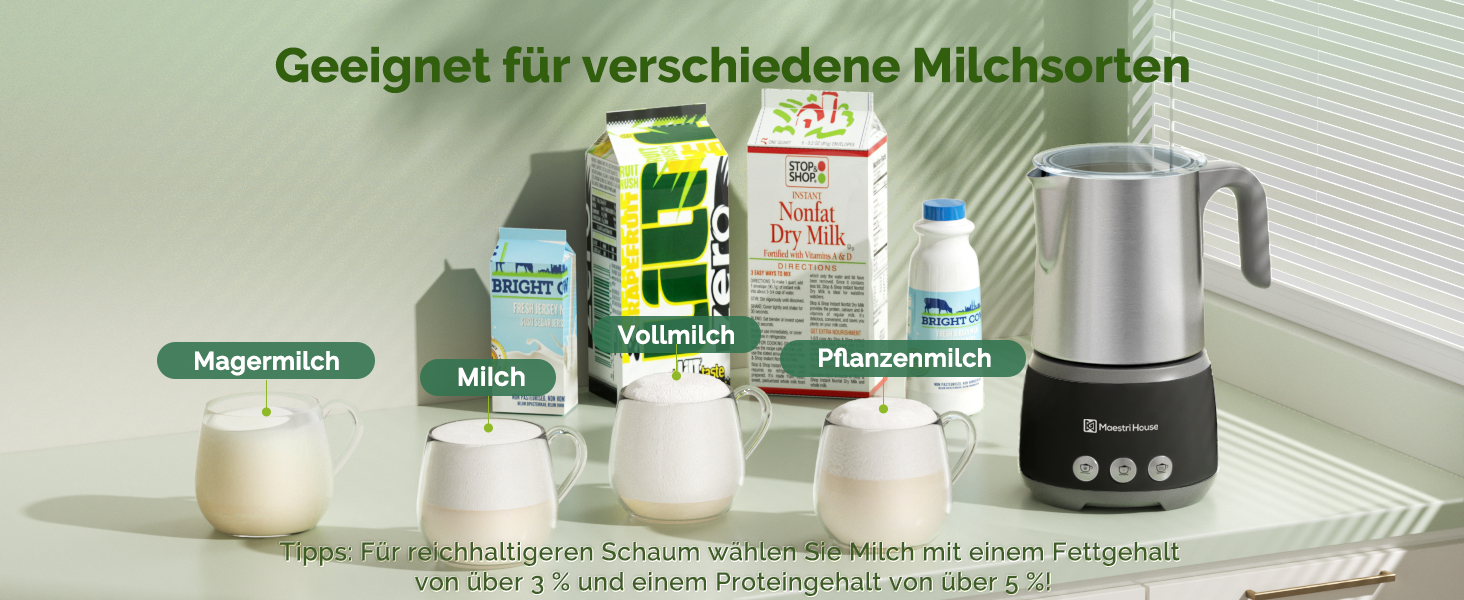 Електричний спінювач молока Maestri House 500 мл 4-в-1 з керуванням Smart Touch, функція пам'яті, для лате, гарячого шоколаду та теплого молока, чорно-сірий