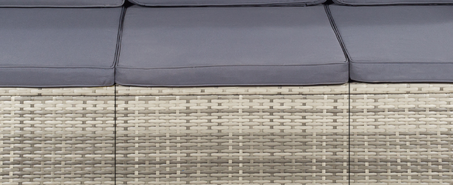 Садовий набір меблів Juskys Polyrattan Punta Cana для 4-5 осіб: диван, крісло, пуф, стіл, подушки - Чорно-сірий (меланж / темно-сірий)