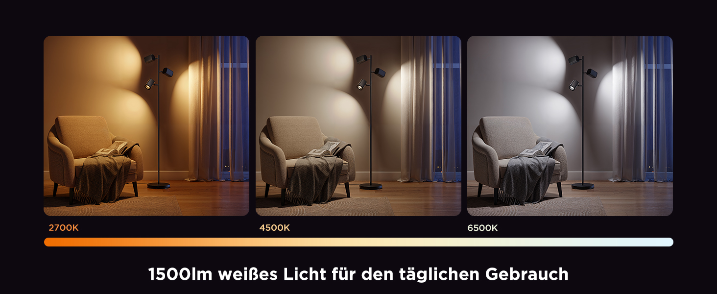 Світлодіодна підлогова лампа Govee 3-Flammen RGBWW, Matter, 1500lm, сумісна з Alexa, 64+ сцени, синхронізація з музикою, 157см, чорна для вітальні, спальні, кабінету