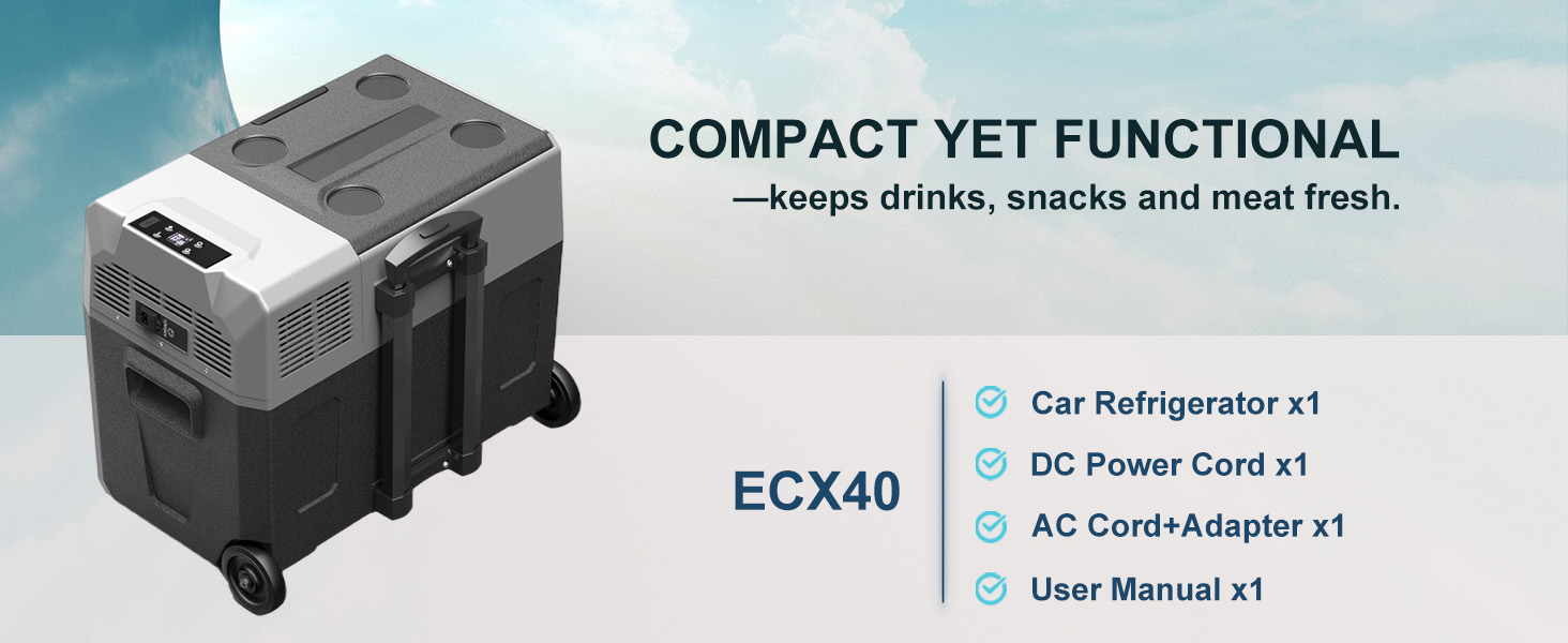 Автомобільний холодильник Alpicool CX50 50л компресорний, портативний, з USB, колесами та телескопічною ручкою для авто, кемпінгу, вантажівок, човнів