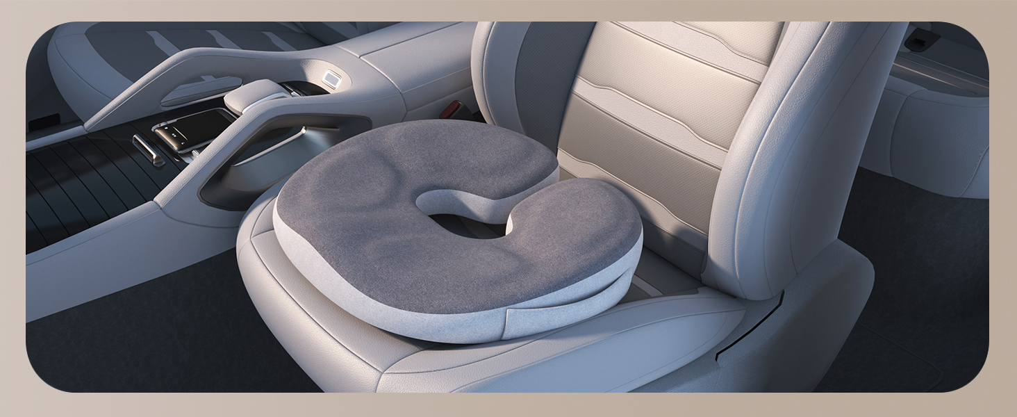 Ортопедична подушка-кільце з ефектом пам'яті Memory Foam для копчика та копчик-підтримки, пом'якшення болю при геморої, ішіасі, вагітності та післяопераційному відновленні (сіра)