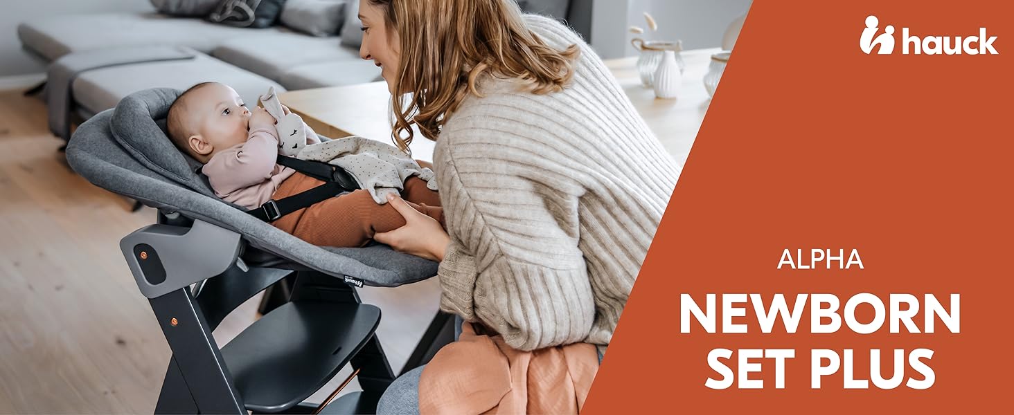 Дитячий стільчик Hauck Alpha Newborn Set Plus Dark Grey - з новонародженим вкладишем, до 90 кг, 5-точкова система кріплення, захисний бар'єр